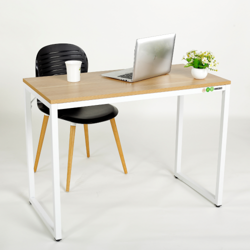 Loft Newton Steel Frame Desk, 1.4m, White & Light Wood