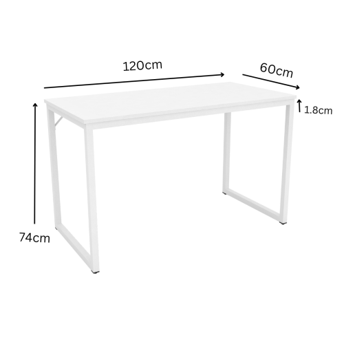 Loft Newton Steel Frame Desk, 120x60x74cm, White