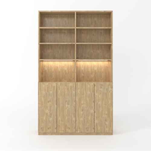 Loft Kiri Bookcase with 4 Doors, 1.2m, Light Wood