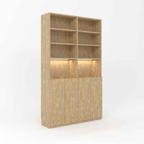 Loft Kiri Bookcase with 4 Doors, 1.2m, Light Wood