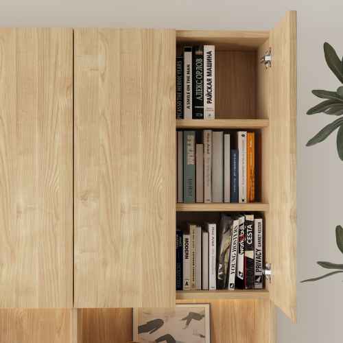 Loft Kiri Bookcase with 4 Doors, 1.2m, Light Wood