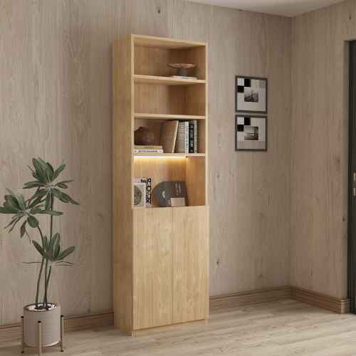 Loft Kiri Bookcase with 2 Doors, 0.6m, Light Wood