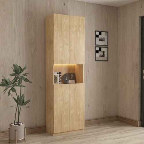 Loft Kiri Bookcase with 4 Doors, 0.6m,  Light Wood