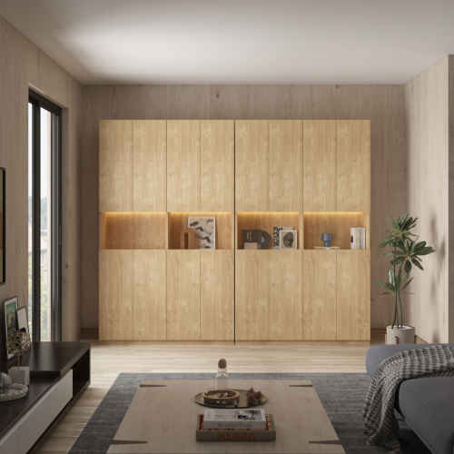 Loft Kiri Bookcase with 8 Doors, 1.2m, Light Wood