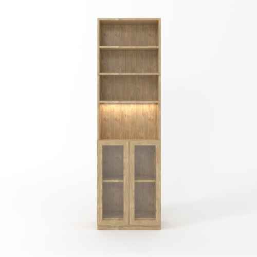 Loft Kiri Bookcase with 2 Glass Doors, 0.6m, Light Wood