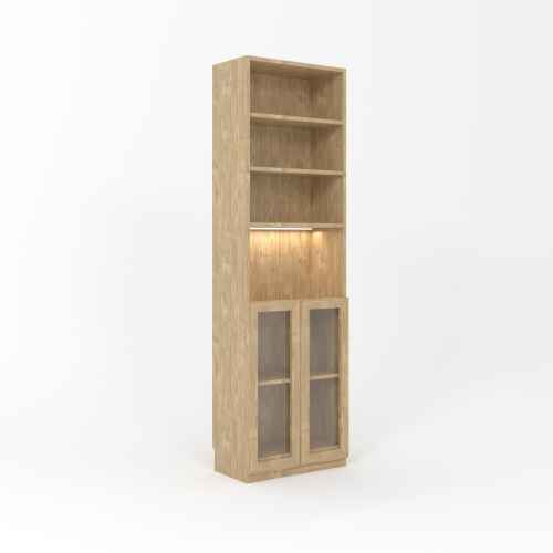 Loft Kiri Bookcase with 2 Glass Doors, 0.6m, Light Wood