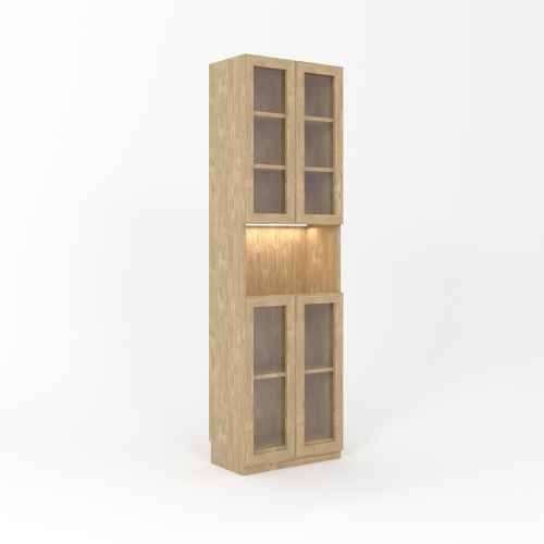 Loft Kiri Bookcase with 4 Glass Doors, 0.6m, Light Wood