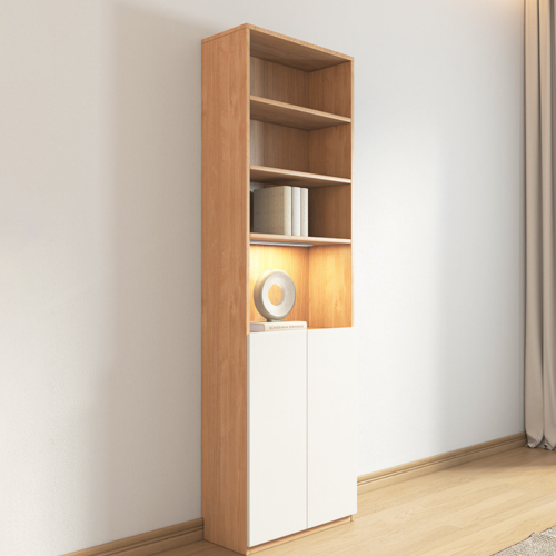 Loft Kiri Bookcase with 2 Doors, 0.6m, Light Wood & White