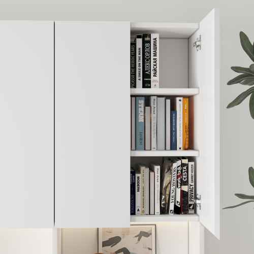 Loft Kiri Bookcase with 2 Doors, 0.6m, Light Wood & White