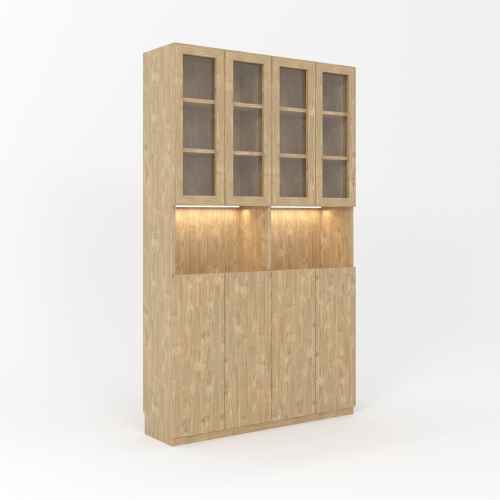 Loft Kiri Bookcase with 4 Doors, 1.2m, White & Light Wood