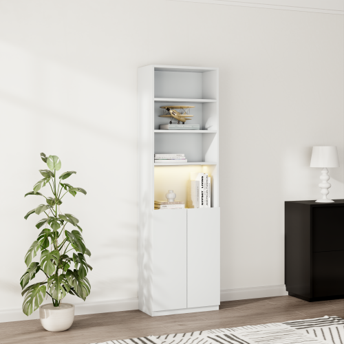 Loft Kiri Bookcase with 2 Doors, 0.6m, White