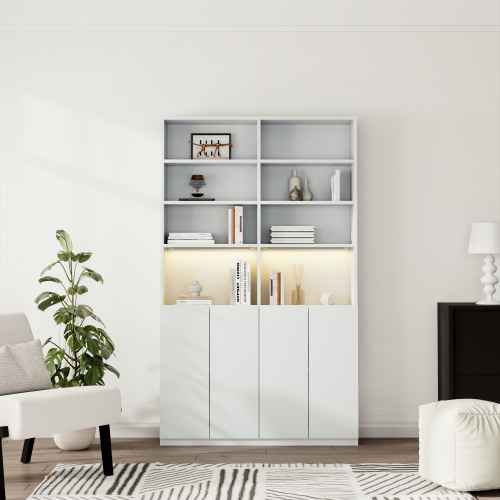 Loft Kiri Bookcase with 4 Doors, 1.2m, White