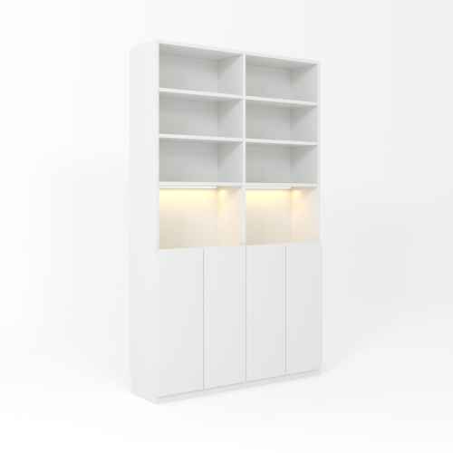 Loft Kiri Bookcase with 4 Doors, 1.2m, White