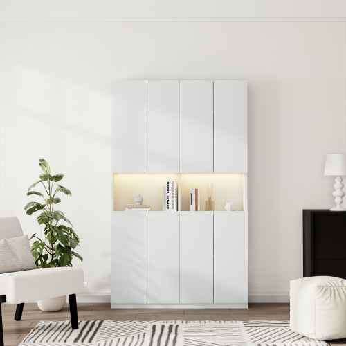 Loft Kiri Bookcase with 8 Doors, 1.2m, White