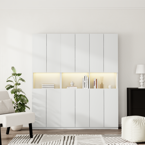 Loft Kiri Bookcase with 8 Doors, 1.2m, White