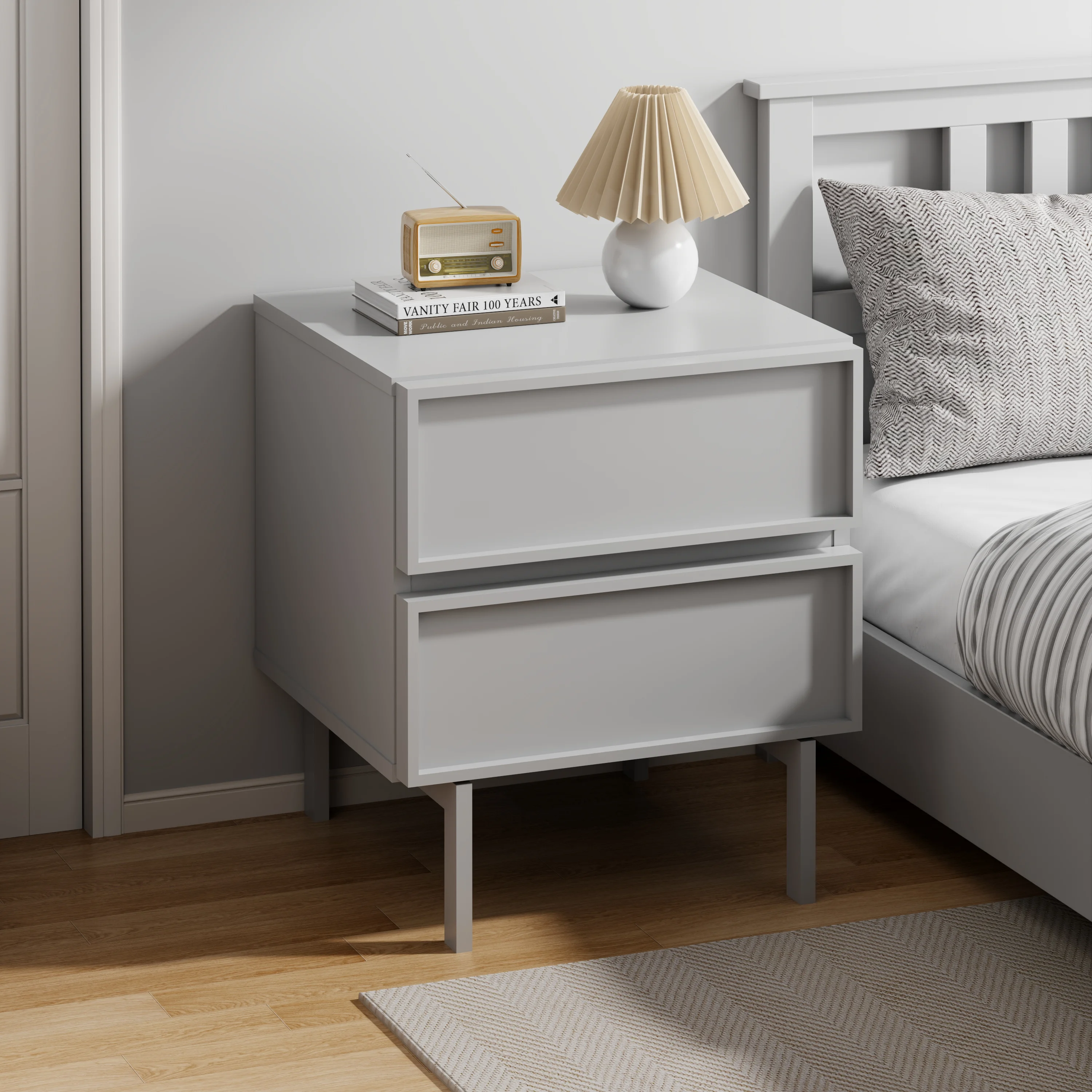 Loft Nora Bedside Table, Cool White