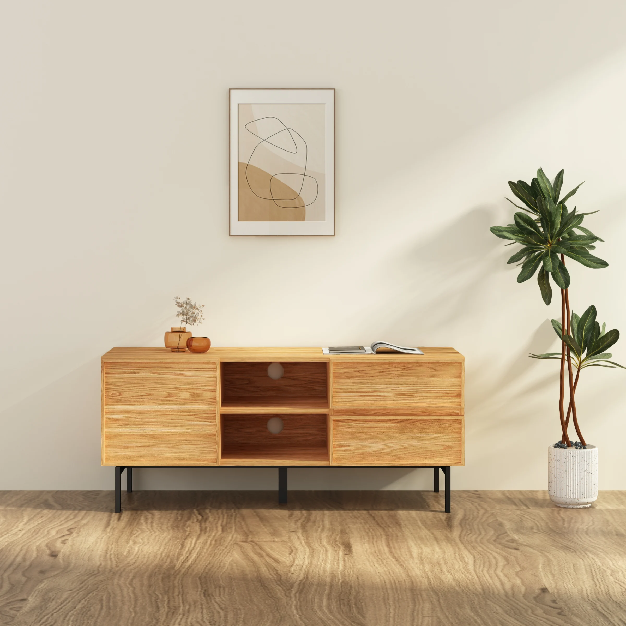 Loft Nora Entertainment Unit, 1.2m, Natural