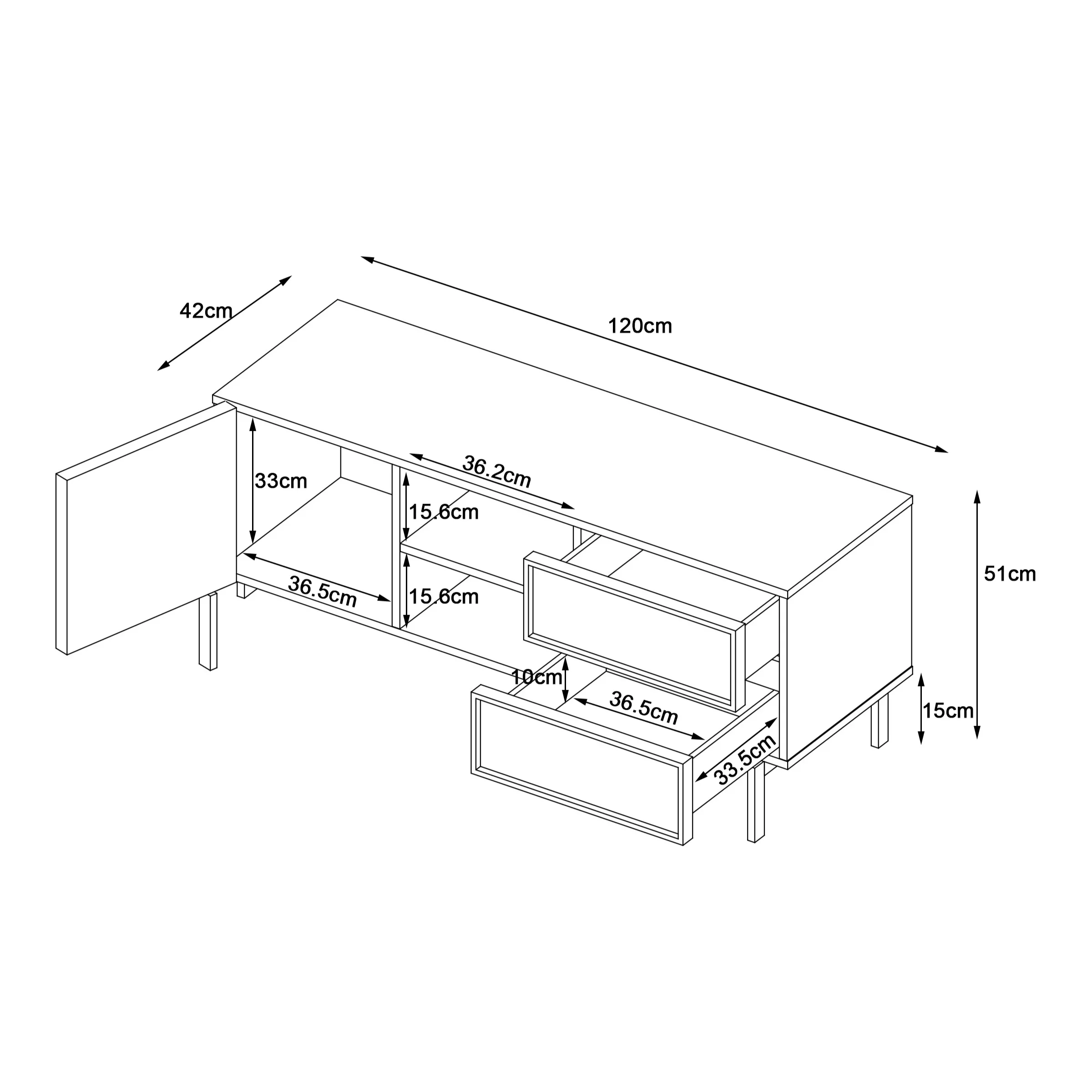 Loft Nora Entertainment Unit, 1.2m, Natural