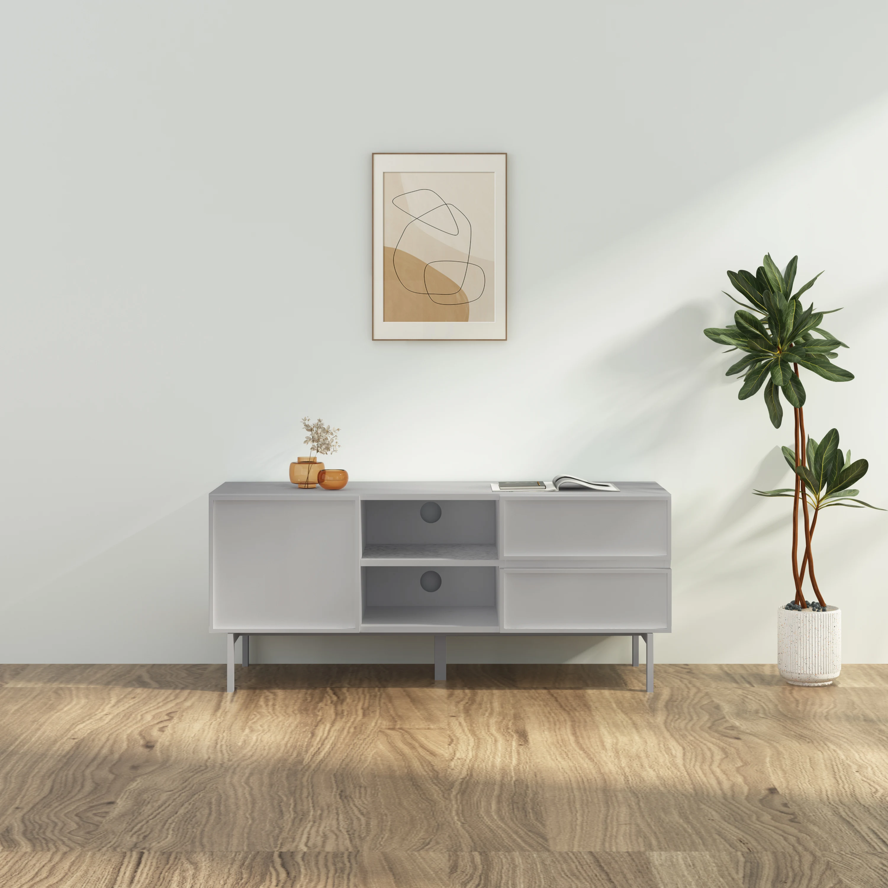 Loft Nora Entertainment Unit, 1.2m, Light Grey