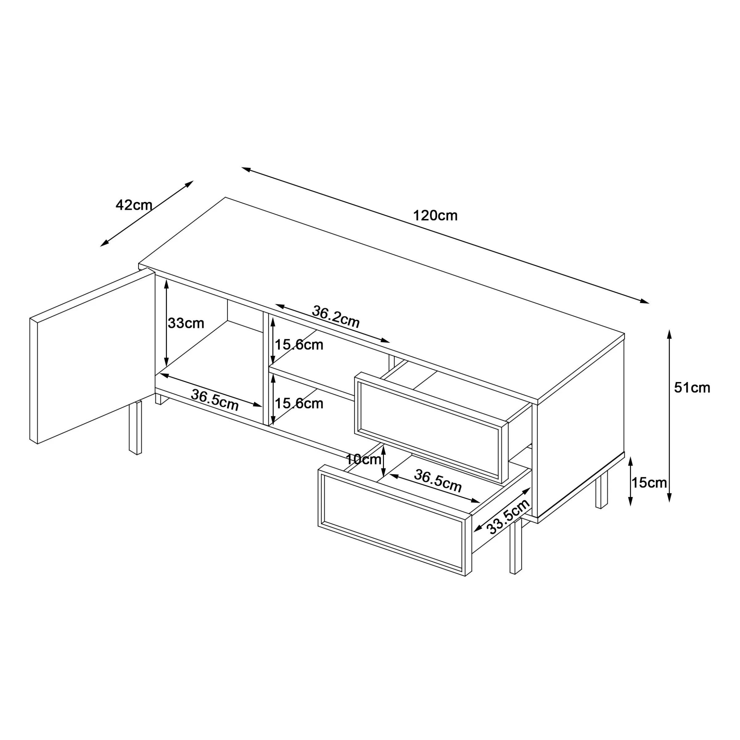 Loft Nora Entertainment Unit, 1.2m, Light Grey