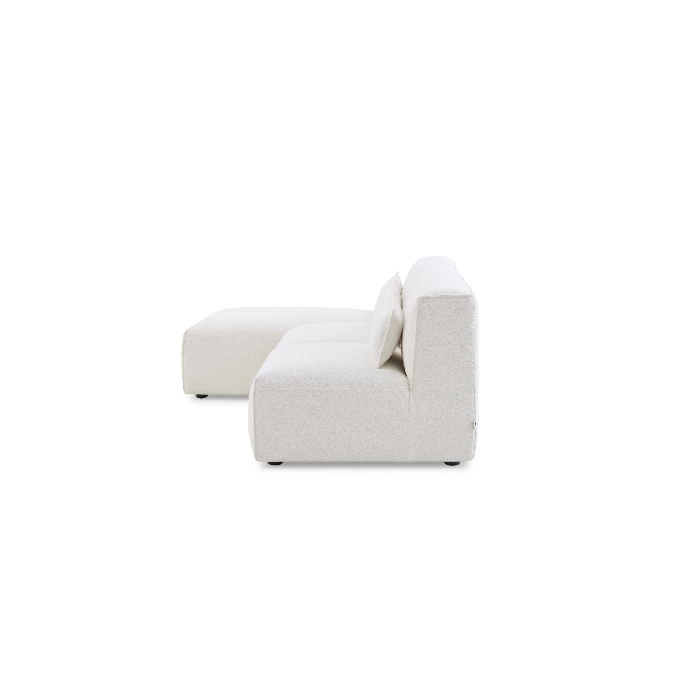 MODE Bravo 4-Seater Armless Modular Sofa with Chaise, Boucle, Cream White