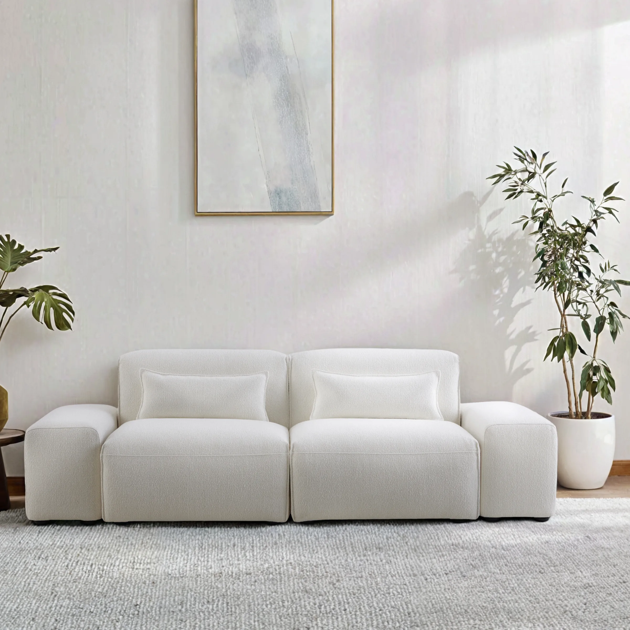 MODE Bravo 3.5-Seater Modular Sofa with Arm, Boucle, Cream White