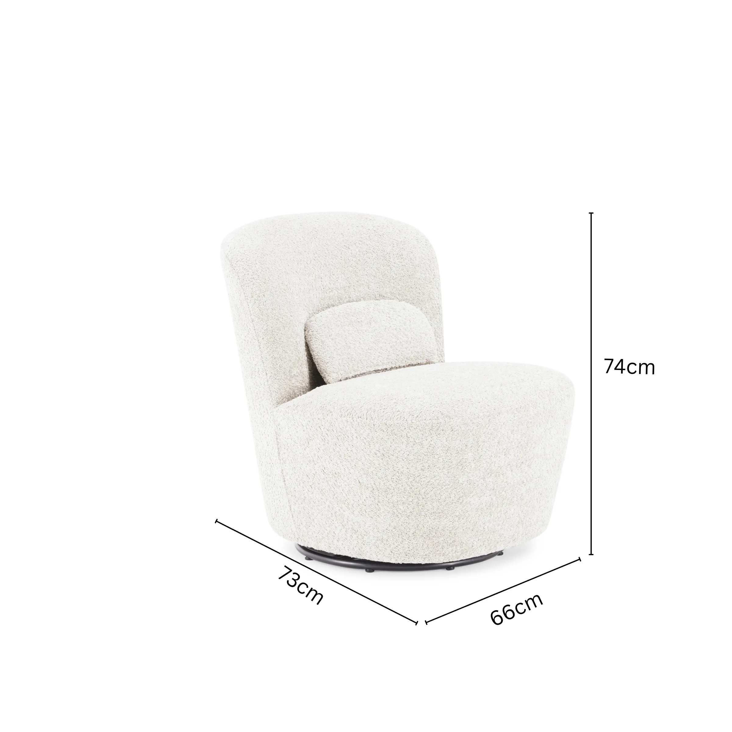 MODE Domi Boucle Swivel Chair, Pearly White