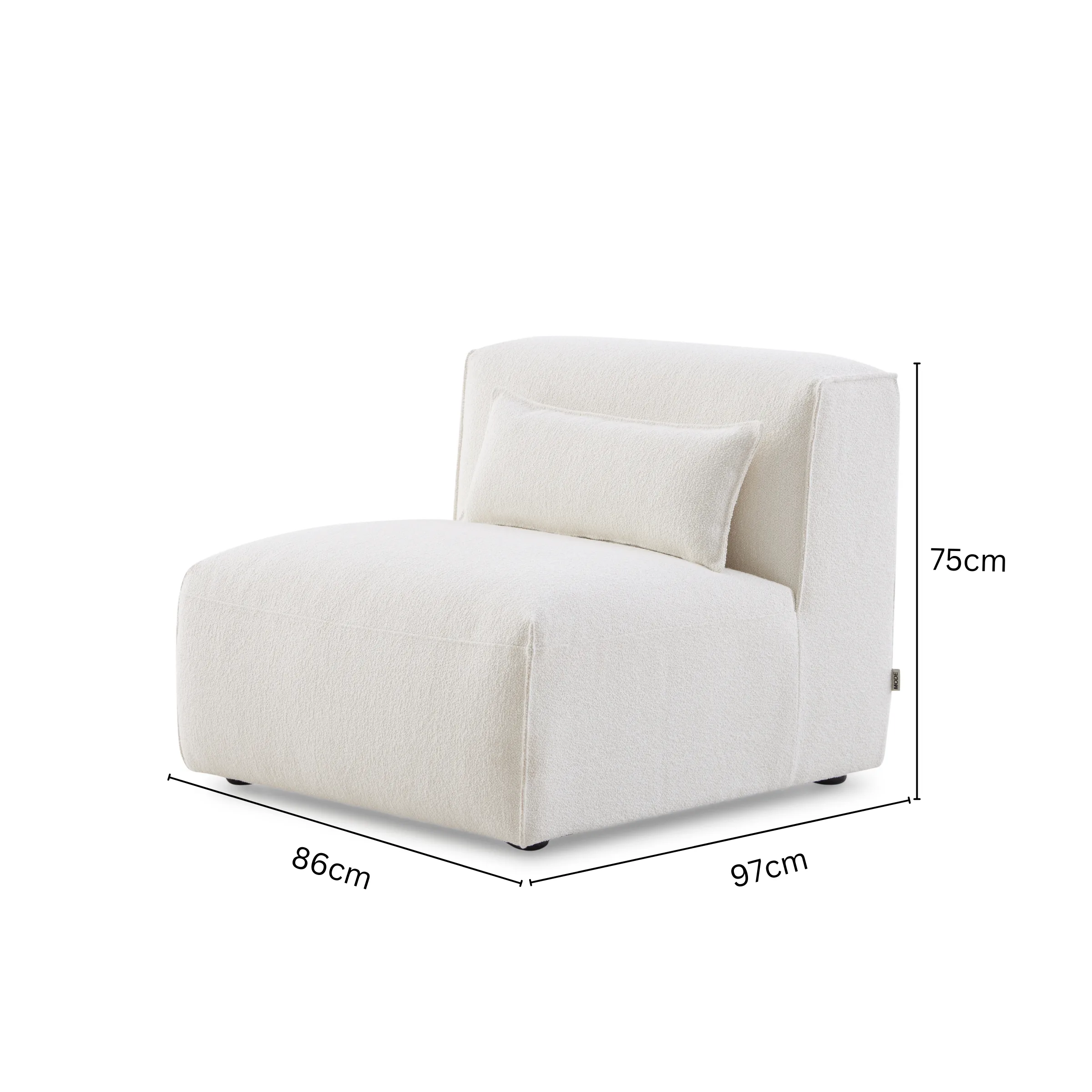 MODE Bravo 1-Seater Sofa Module, Boucle, Cream White