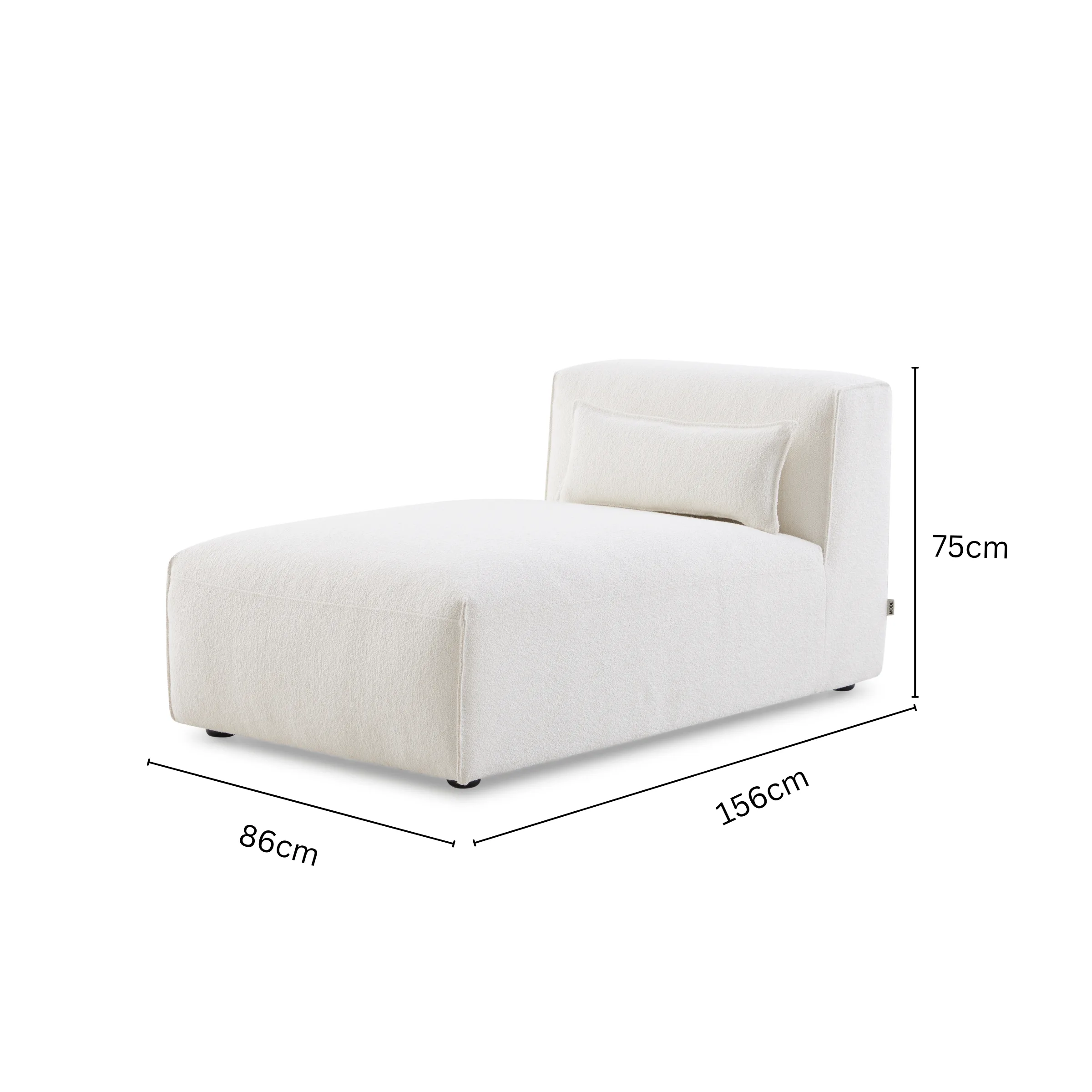 MODE Bravo Chaise Sofa Module, Boucle, Cream White
