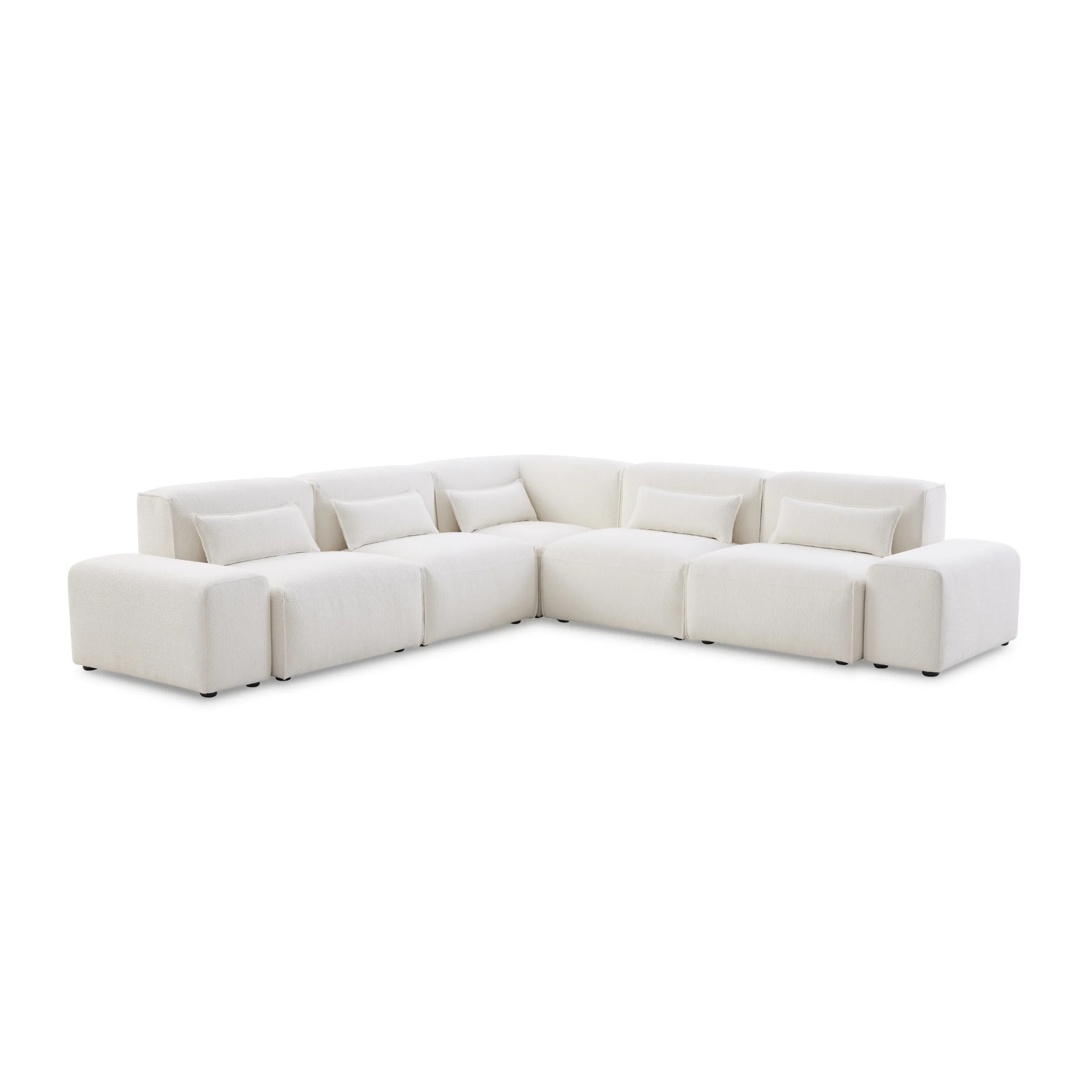 MODE Bravo 5-Seater Modular Corner Sofa with Arm, Boucle, Cream White