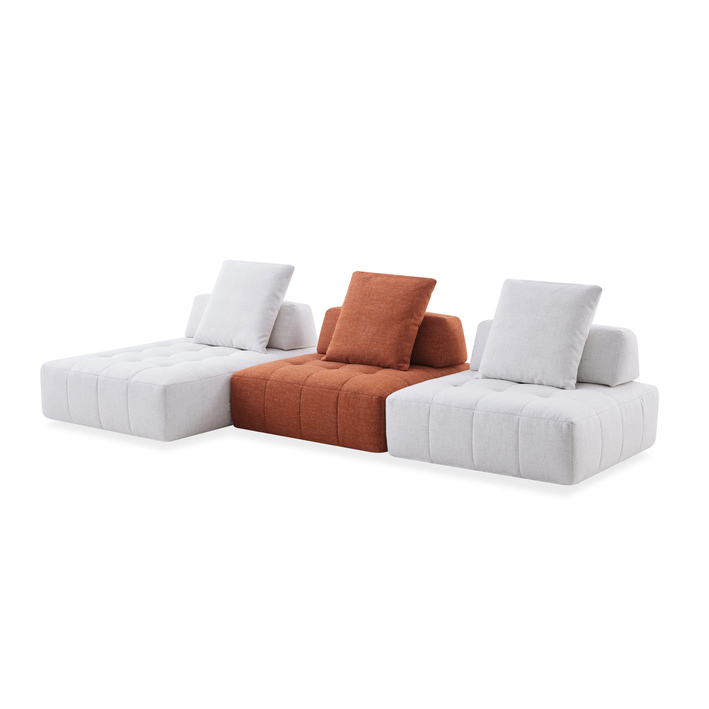 MODE Rubik 4-Seater Modular Sofa with Chaise, Oatmeal & Burnt Orange