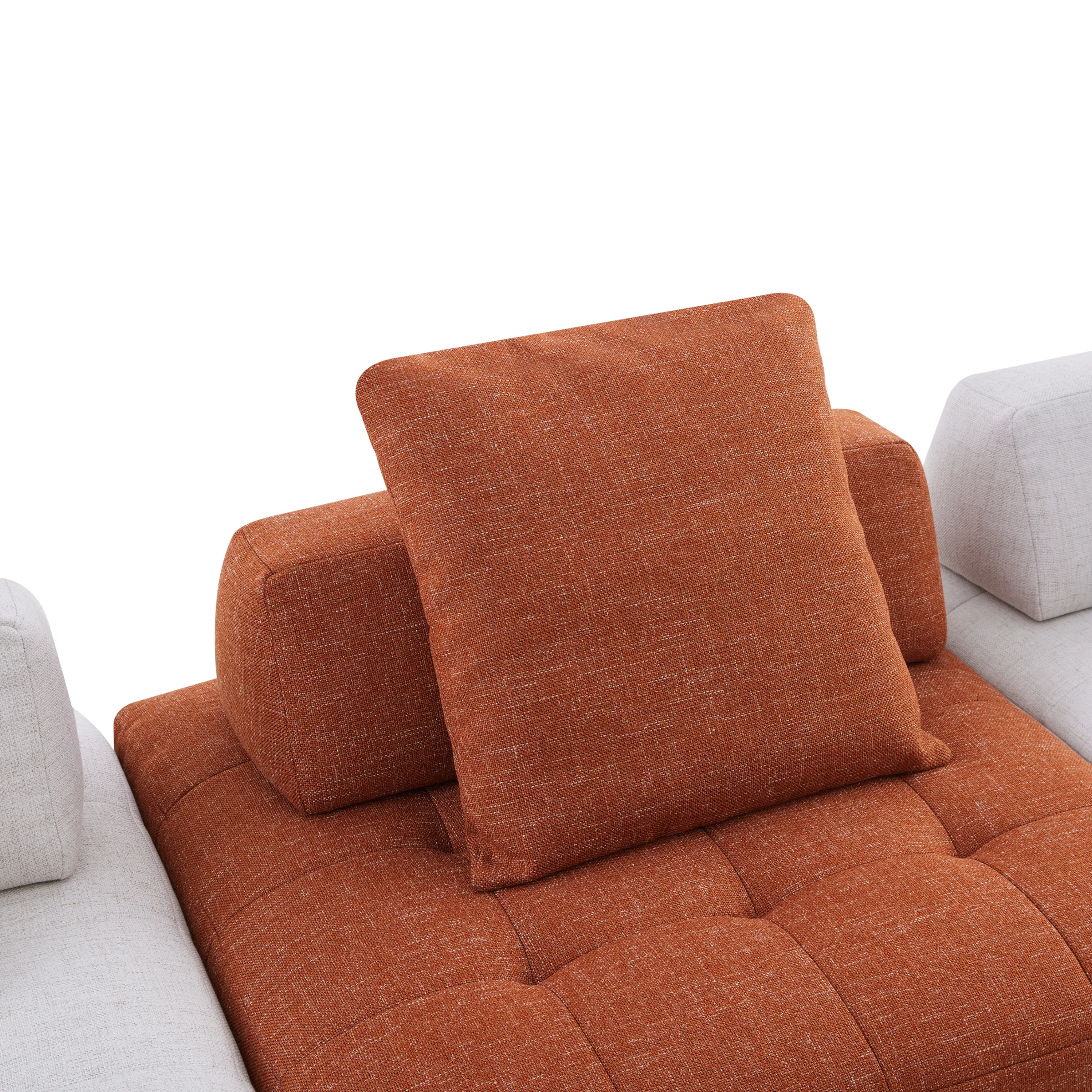 MODE Rubik 4-Seater Modular Sofa with Chaise, Oatmeal & Burnt Orange