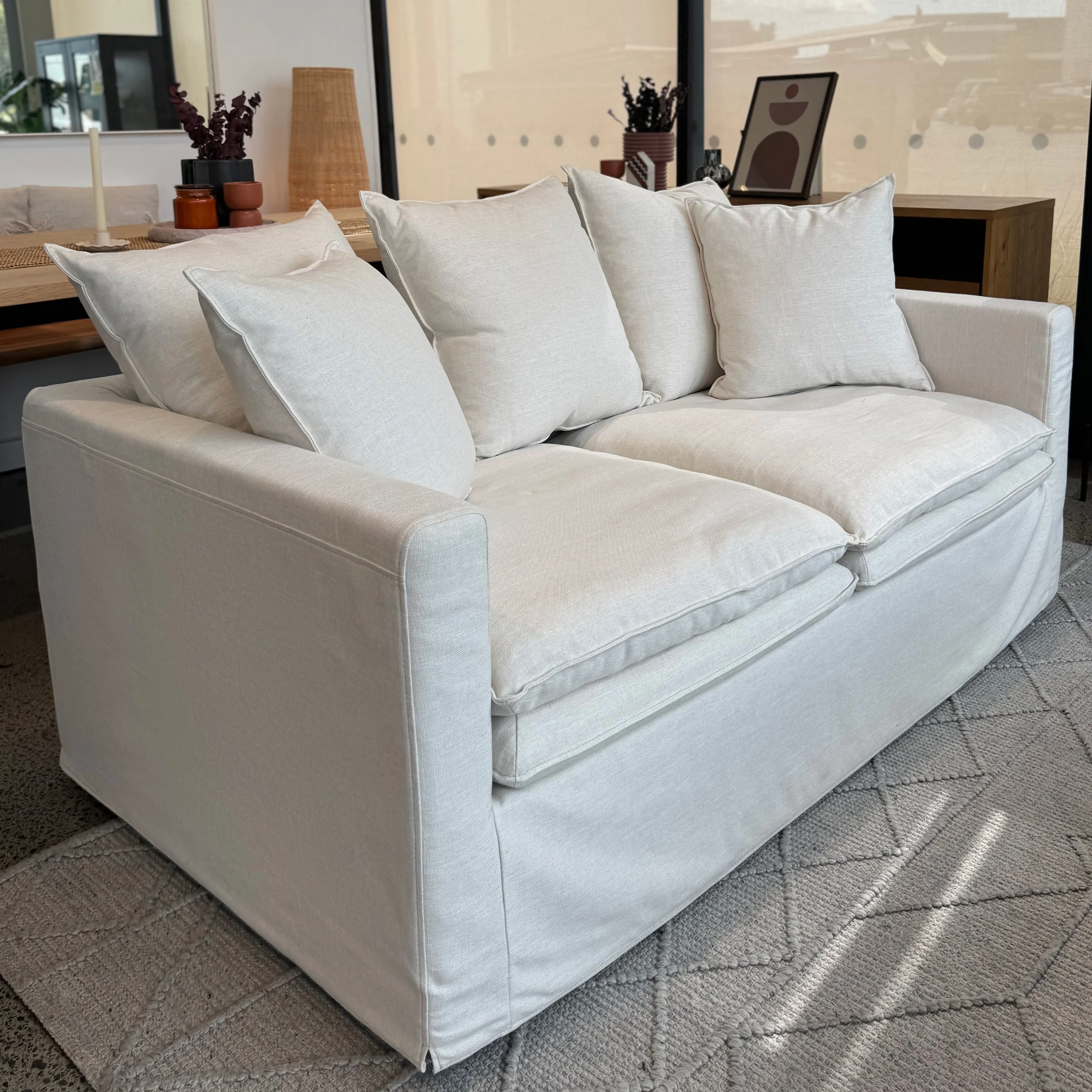 MODE Crepes 2.5-Seater Linen Sofa, Off-White