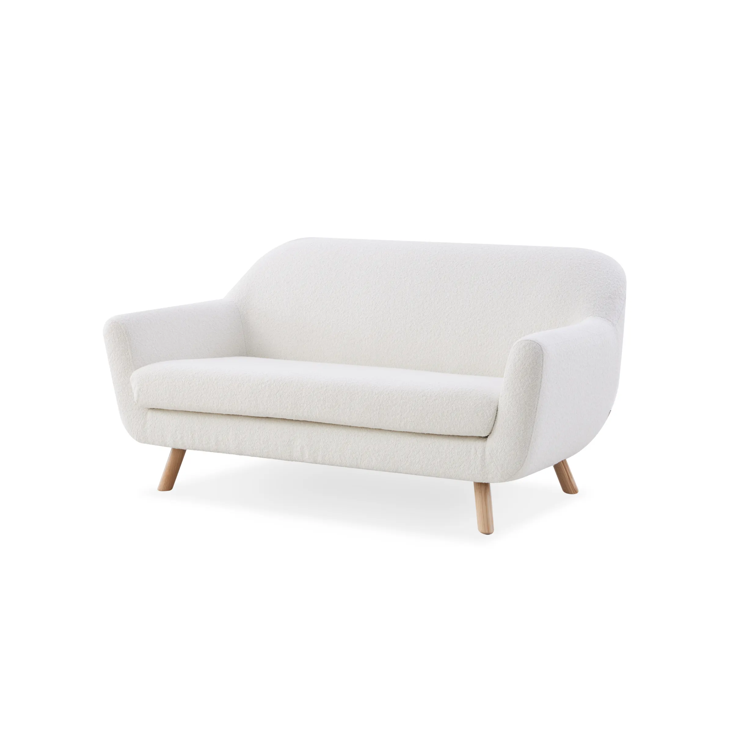 MODE Milo Boucle Loveseat, Chalk White