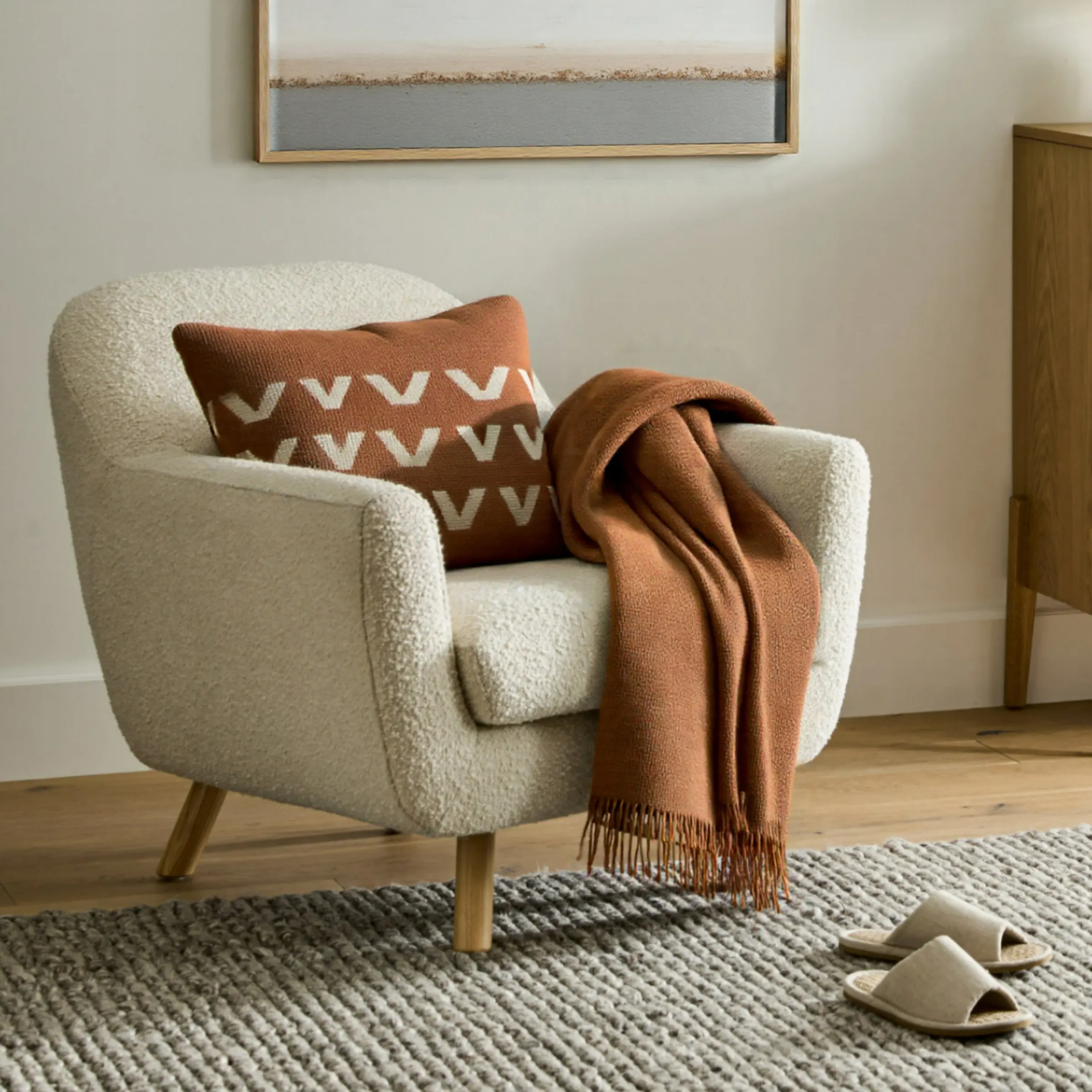 MODE Milo Boucle Armchair, Chalk White