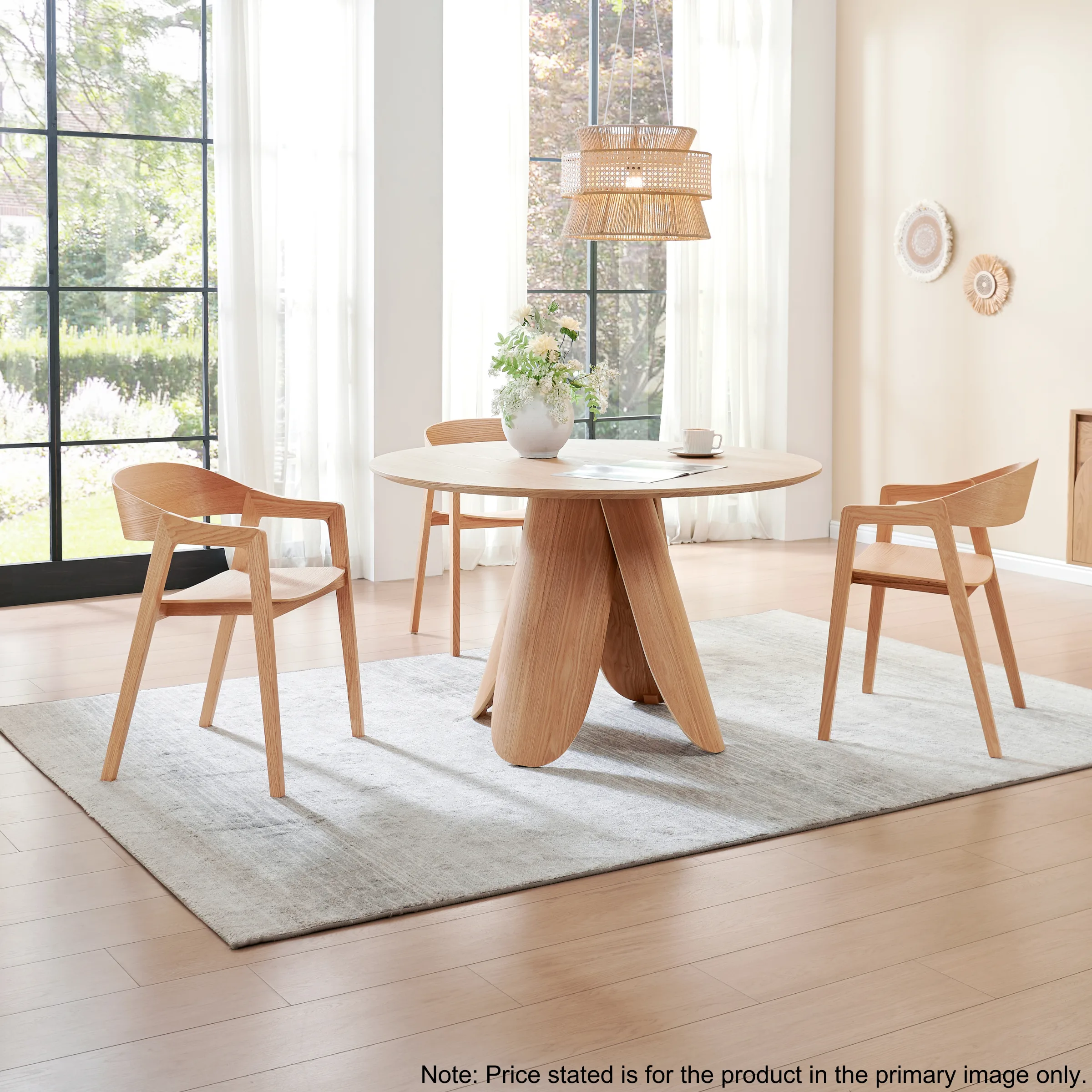 MODE Elara Round Dining Table Set with 4 Bowa Chairs, Natural