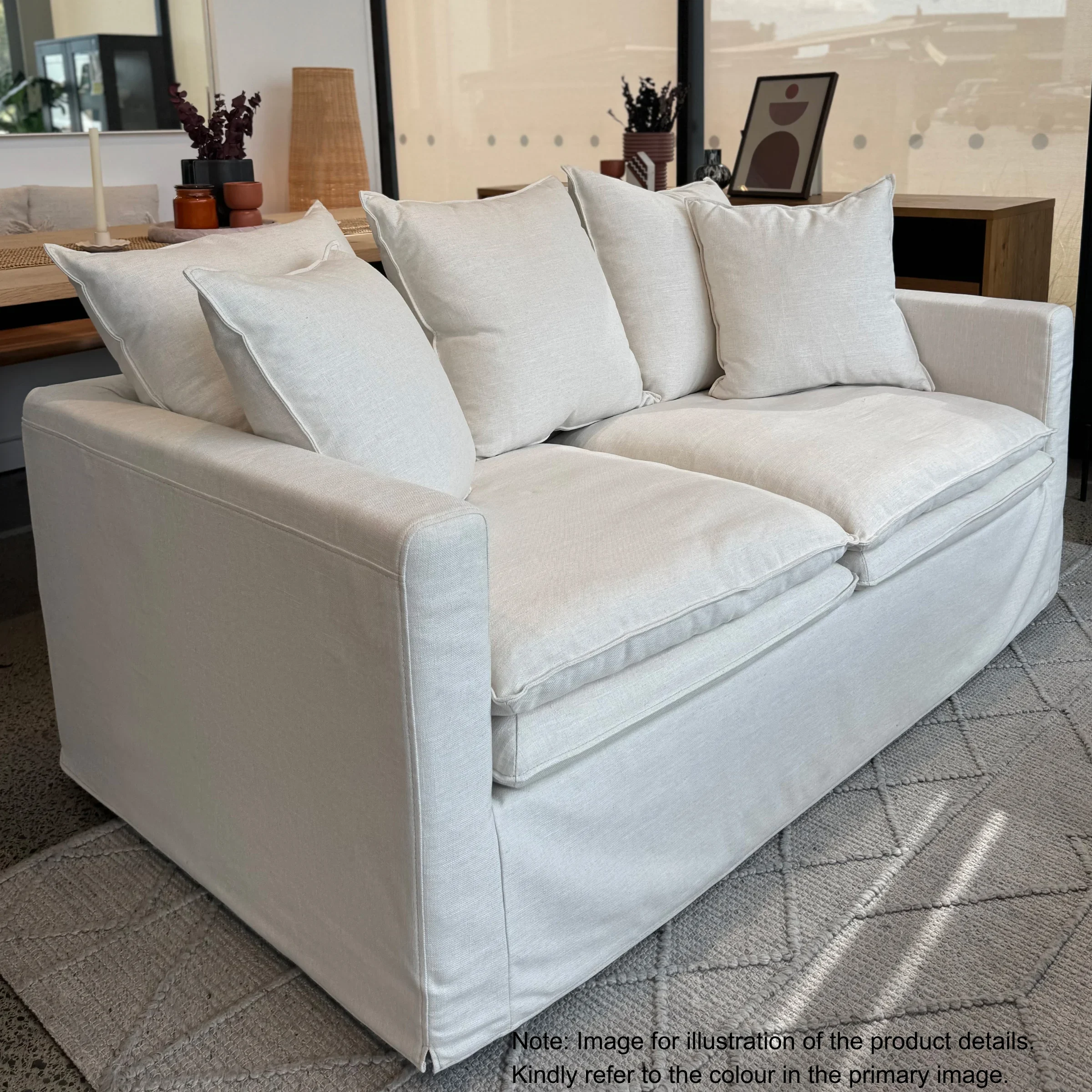 MODE Crepes 3-Seater Linen Sofa, Light Grey