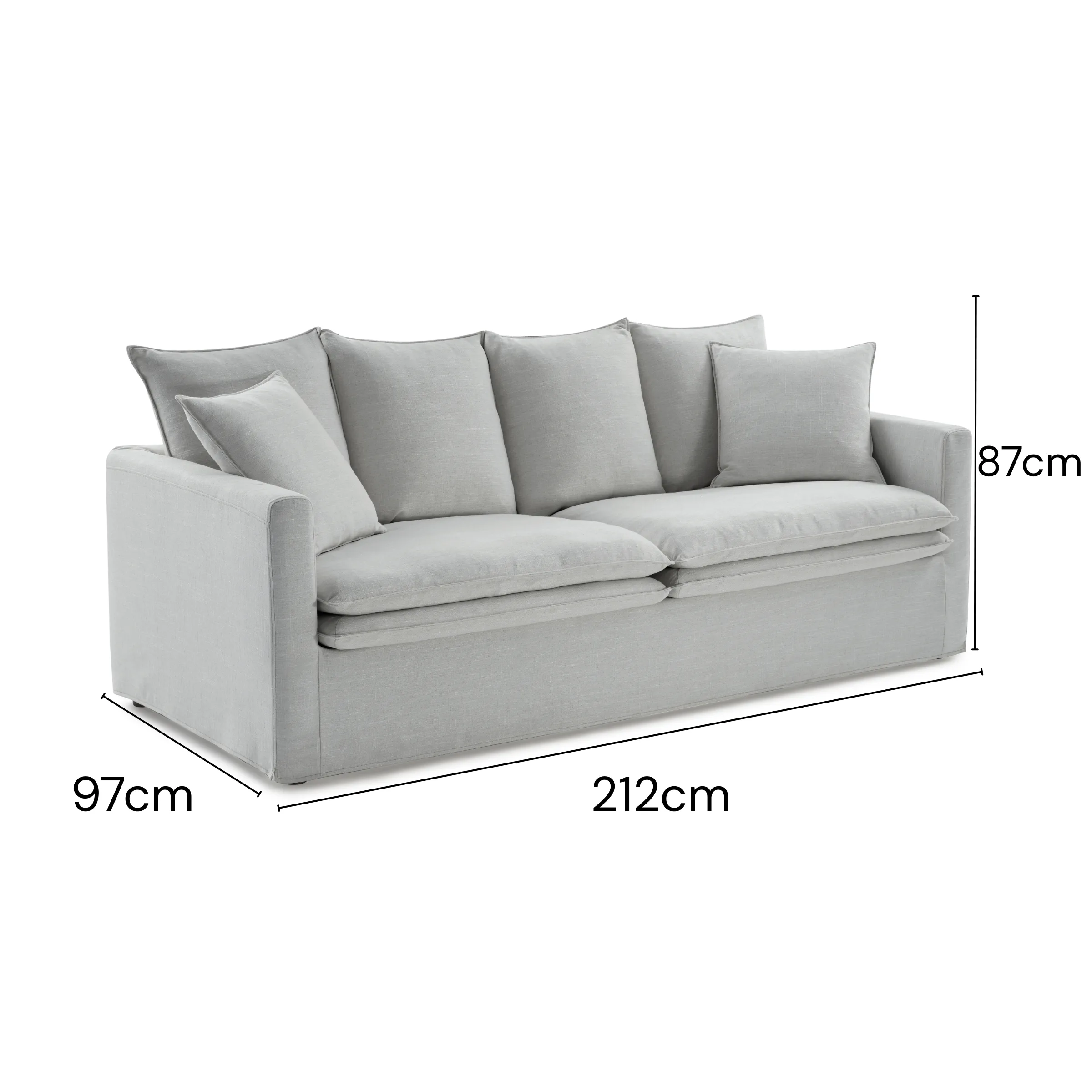 MODE Crepes 3-Seater Linen Sofa, Light Grey