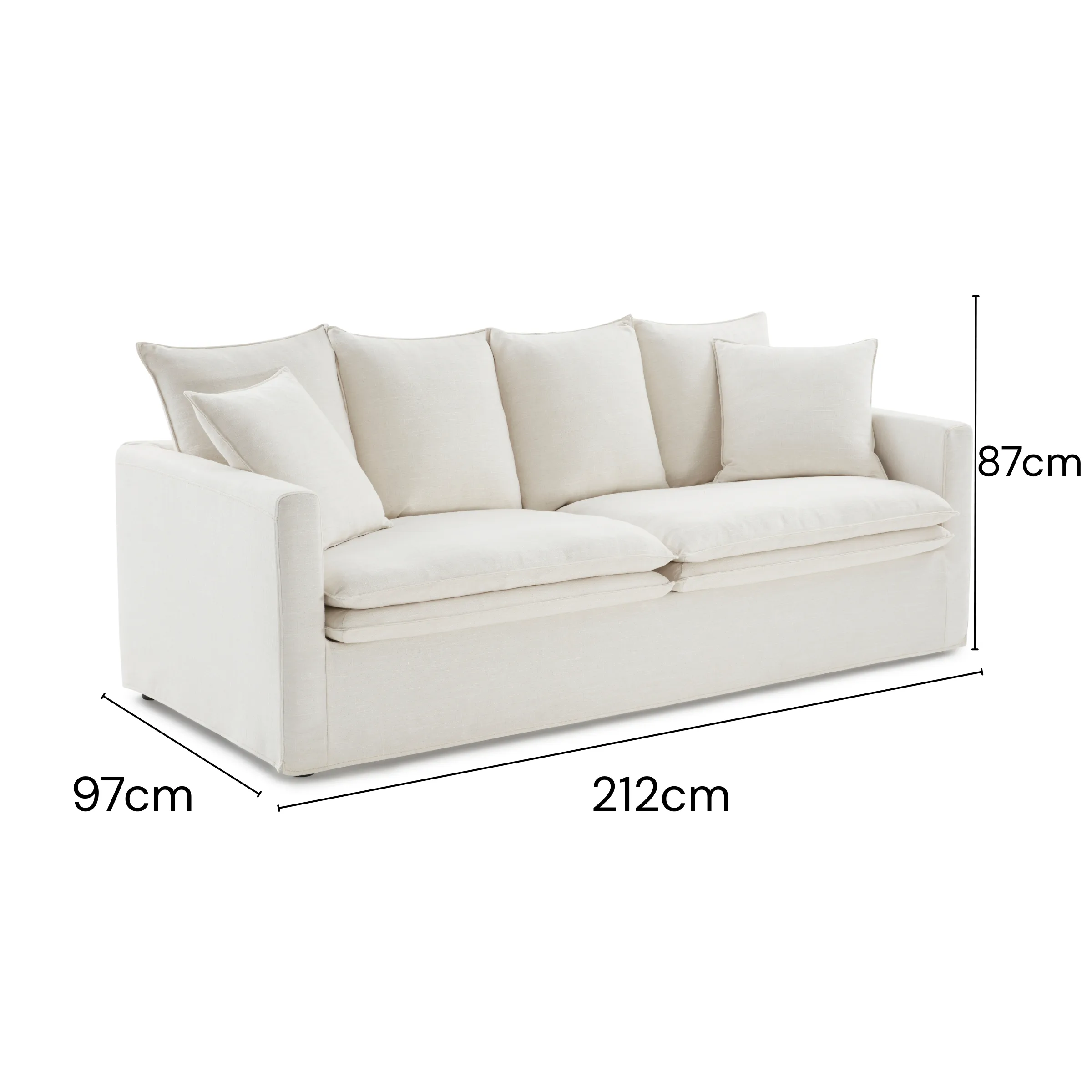 MODE Crepes 3.5-Seater Linen Sofa, Off-White