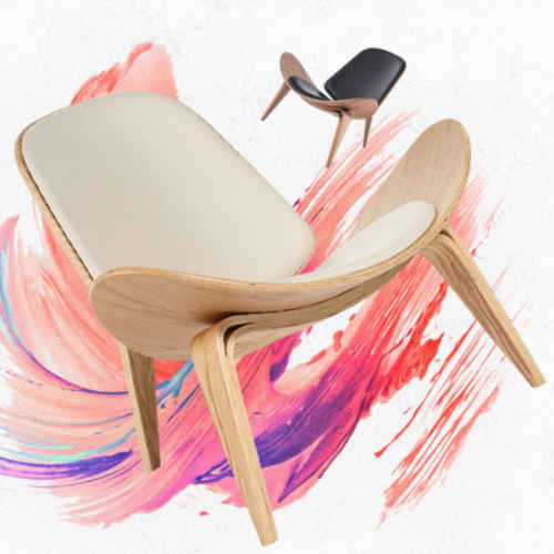 Hans Wegner Shell Chair CH07 Replica, Oak Ivory