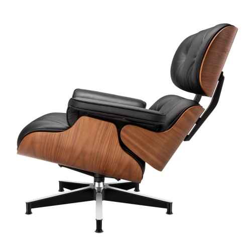 MODE Eames Replica Lounge Chair with ottoman, Natural Walnut and Black