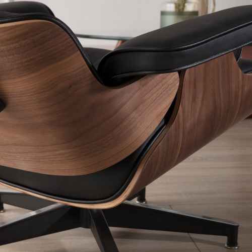 MODE Eames Replica Lounge Chair with ottoman, Natural Walnut and Black