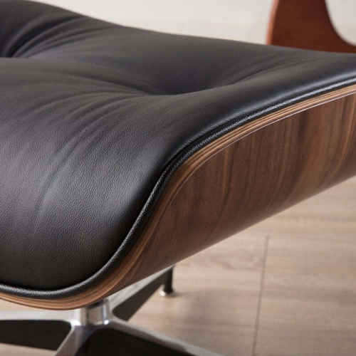 MODE Eames Replica Lounge Chair with ottoman, Natural Walnut and Black