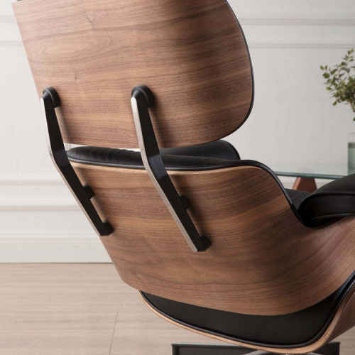 MODE Eames Replica Lounge Chair with ottoman, Natural Walnut and Black