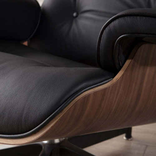 MODE Eames Replica Lounge Chair with ottoman, Natural Walnut and Black