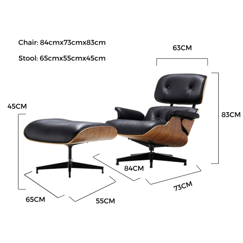 MODE Eames Replica Lounge Chair with ottoman, Natural Walnut and Black