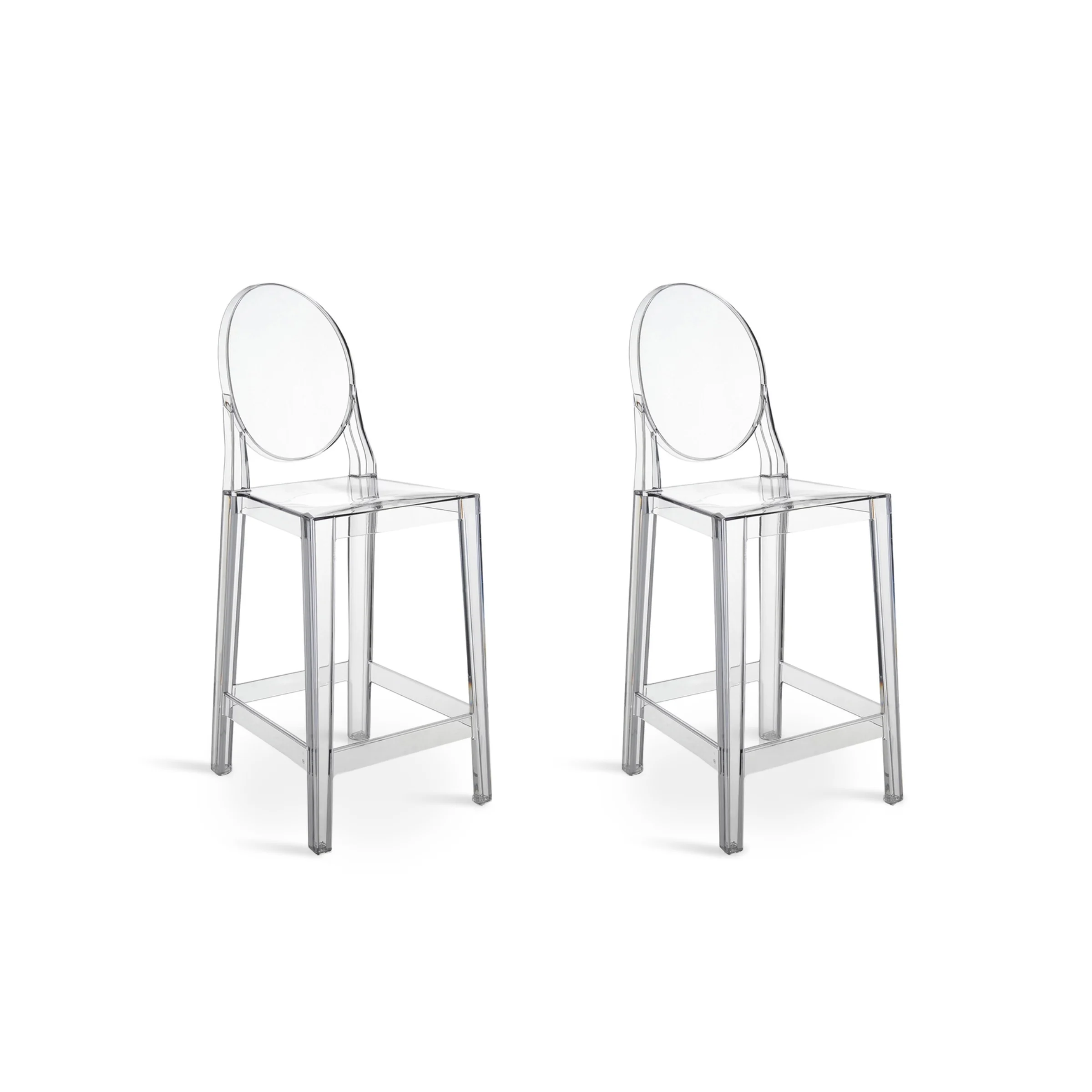 Philippe Starck Victoria Ghost Bar Stool With Back Replica, Set of 2