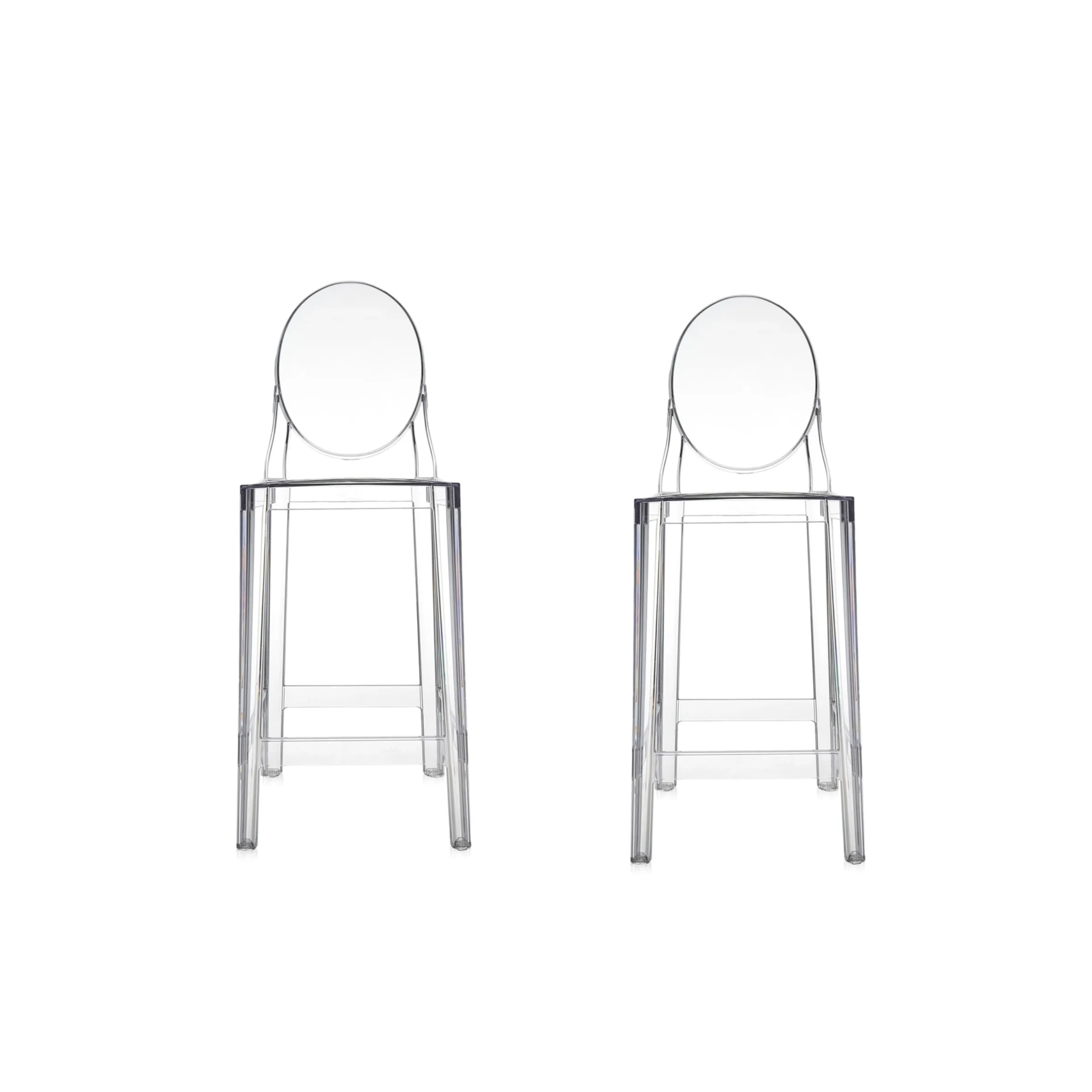 Philippe Starck Victoria Ghost Bar Stool With Back Replica, Set of 2