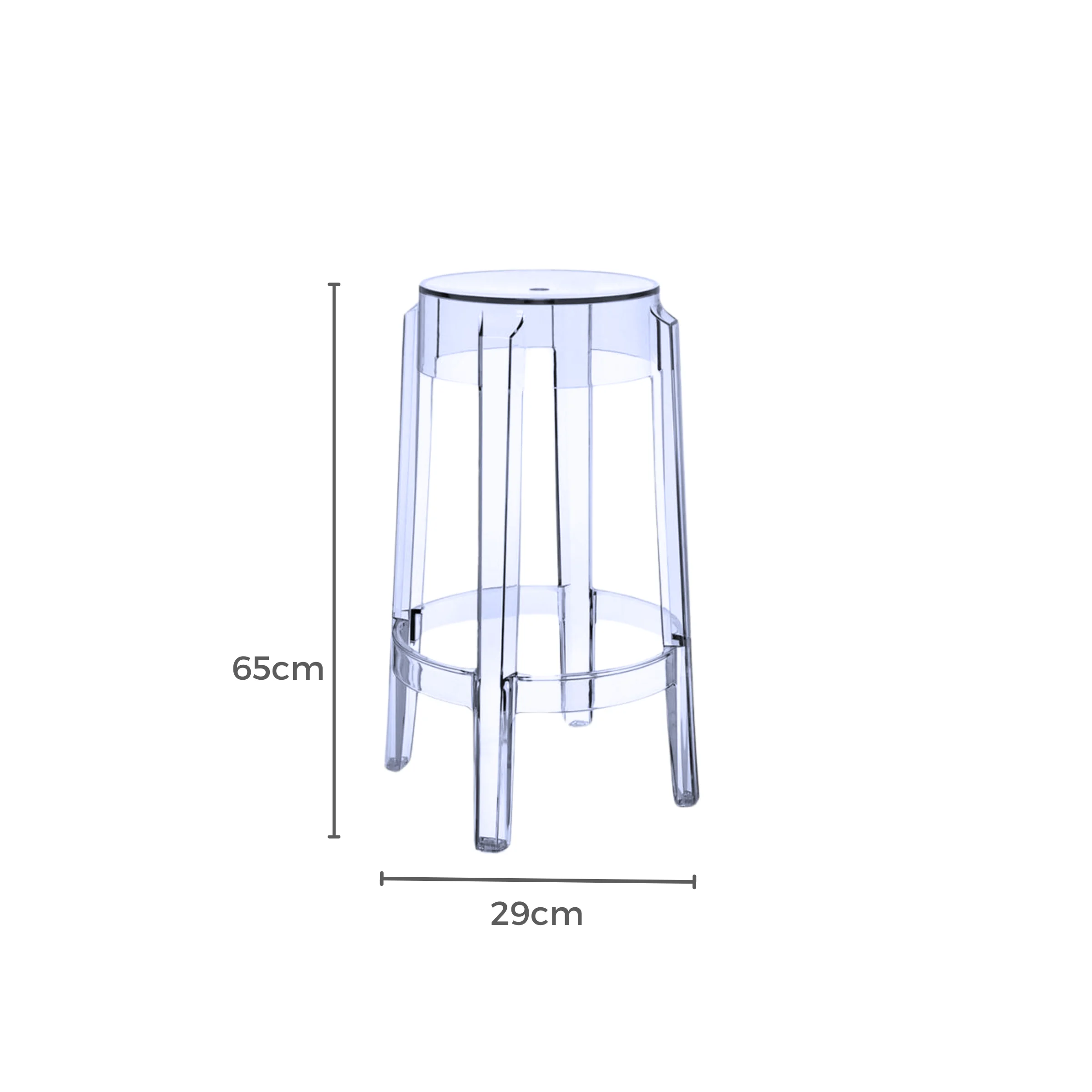 Philippe Starck Charles Ghost Bar Stool Replica 65cm, Set of 2