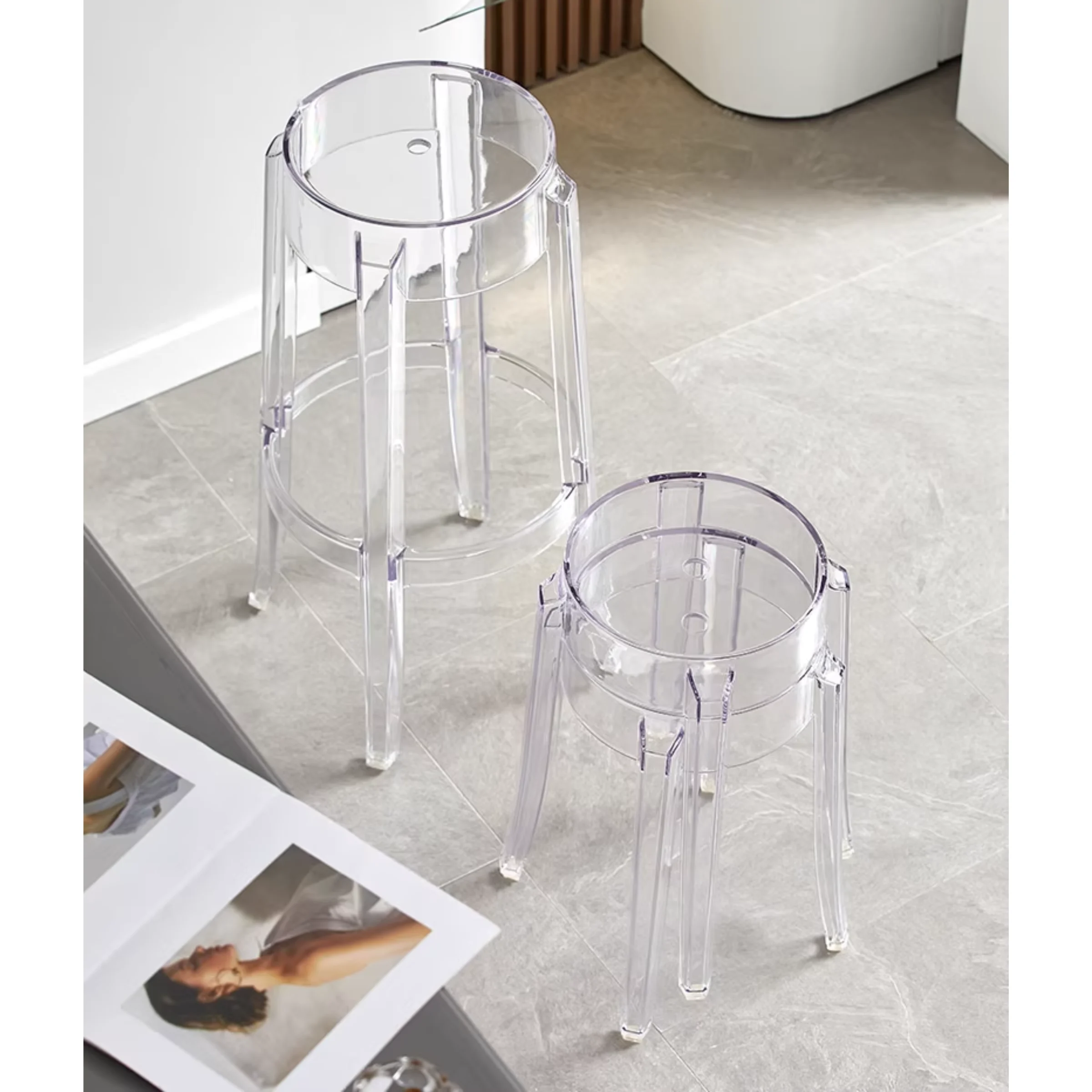 Philippe Starck Charles Ghost Bar Stool Replica 75cm, Set of 2